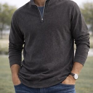 Tommy Bahama Quarter Zip Pullover Sweater – Men’s Medium Charcoal Gray